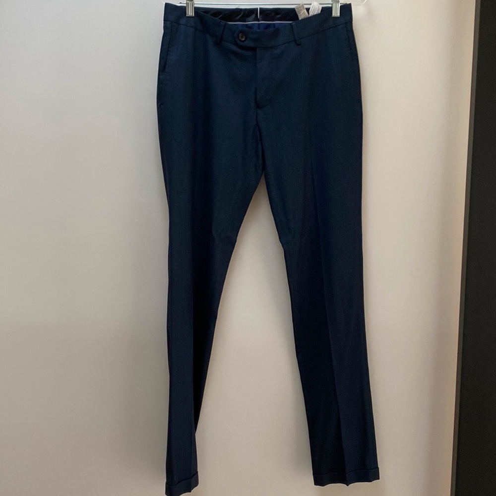 Zara Man lightweight, fitted dress pants in blue